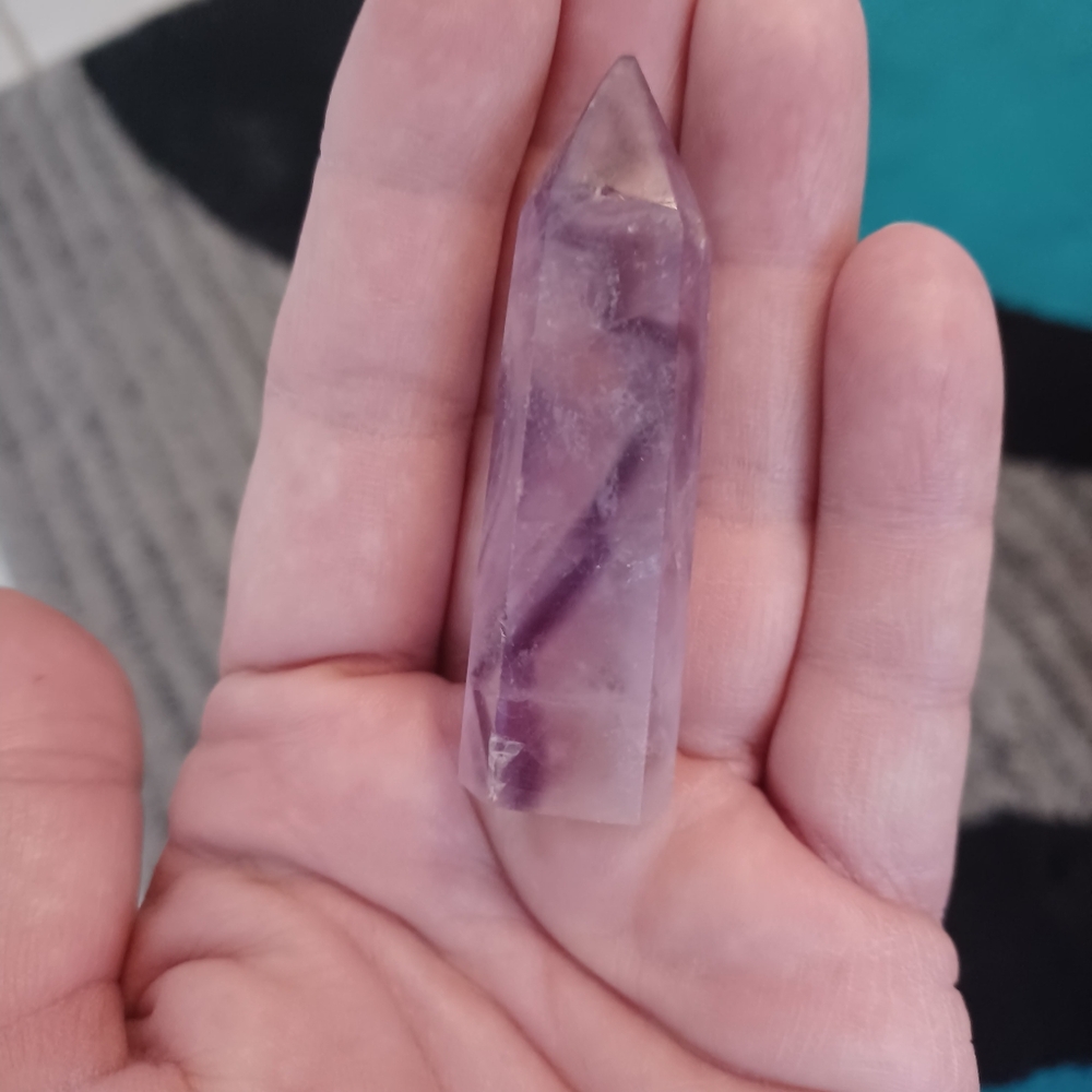 Purple Fluorite Crystal Point Obelisk Tower - Picture 7 of 8